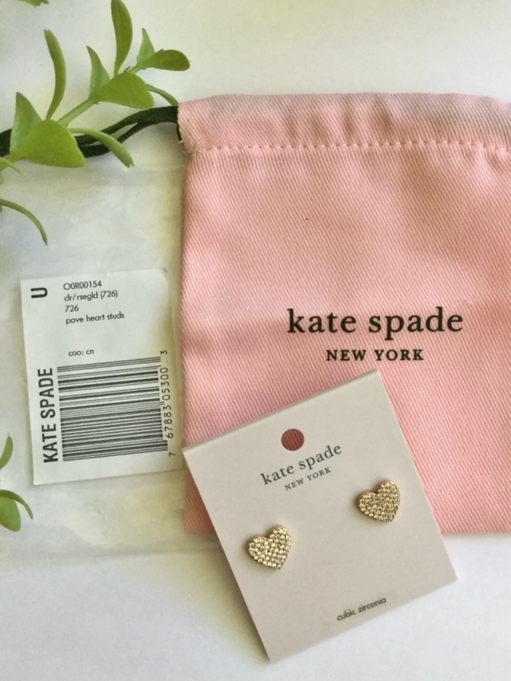 Kate Spade Rose Gold Pavé Heart Stud Earrings – NWT